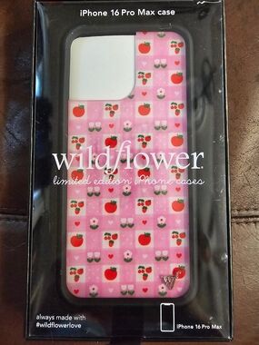 Wildflower iPhone Case in Pink with Red Cherry & Floral Motif